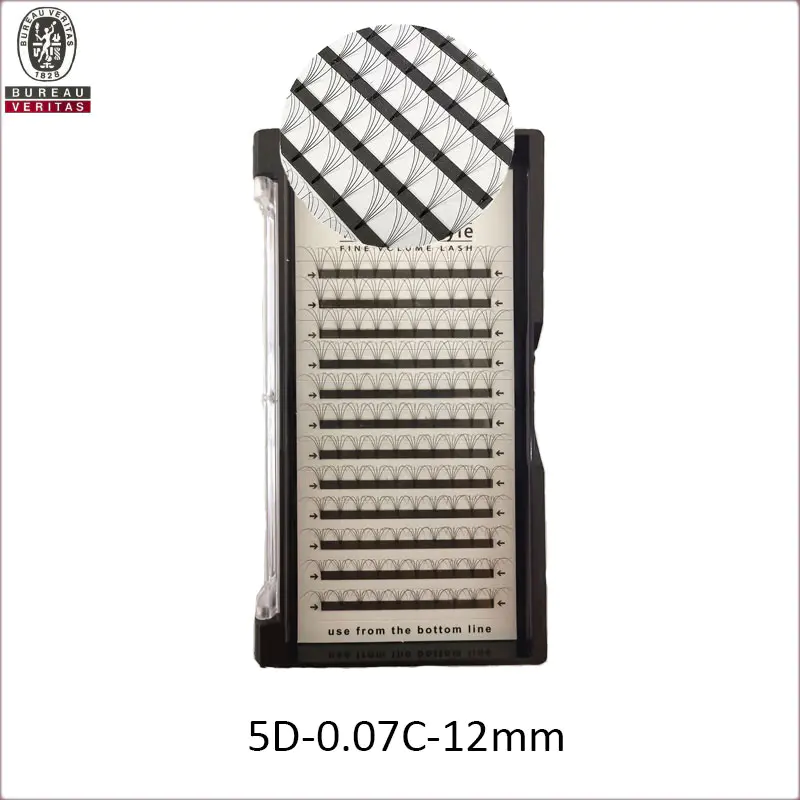 5D 0.07mm thickness C curl standard 12mm  Faux Individual Eyelashes - MSDS INCI COA BV SG ISO9001