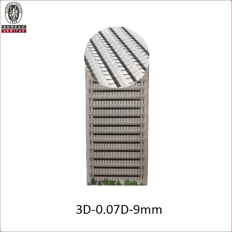 3D 0.07mm thickness C curl standard 9mm  Faux Individual Eyelashes - MSDS INCI COA BV SG ISO9001