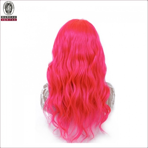 Factory wholesale hot style 130% density 20 inch Brazilian body wave pink human hair wig virgin blue lace front wig